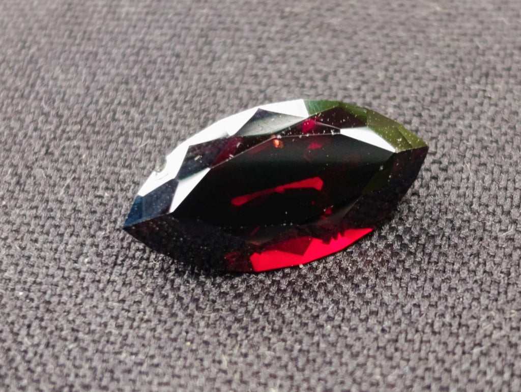 Polished Rhodolite Garnet with a Elongated Navette Cut Faceted Stone x 1 From Tanga, Tanzania
