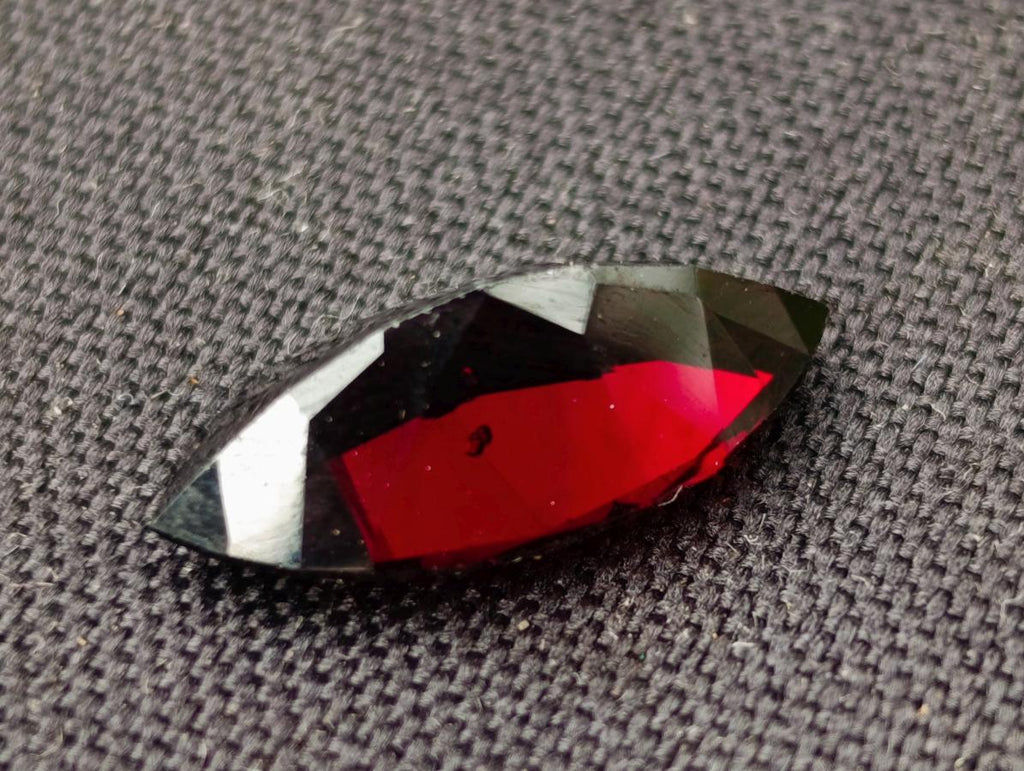 Polished Rhodolite Garnet with a Elongated Navette Cut Faceted Stone x 1 From Tanga, Tanzania