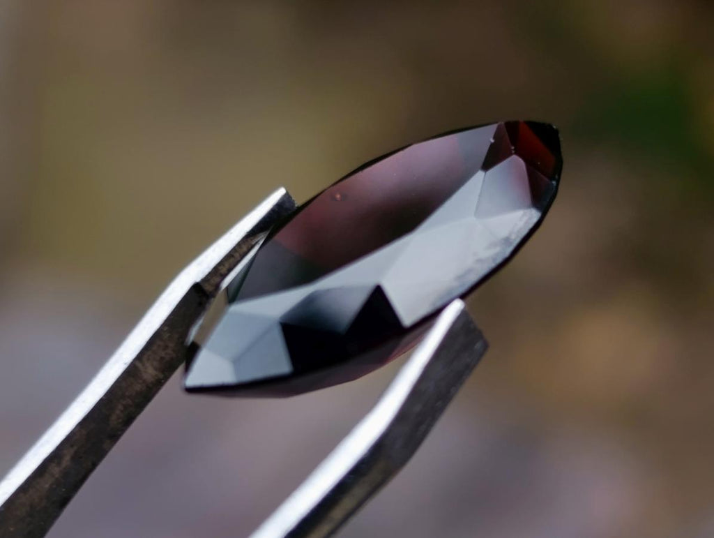 Polished Rhodolite Garnet with a Elongated Navette Cut Faceted Stone x 1 From Tanga, Tanzania