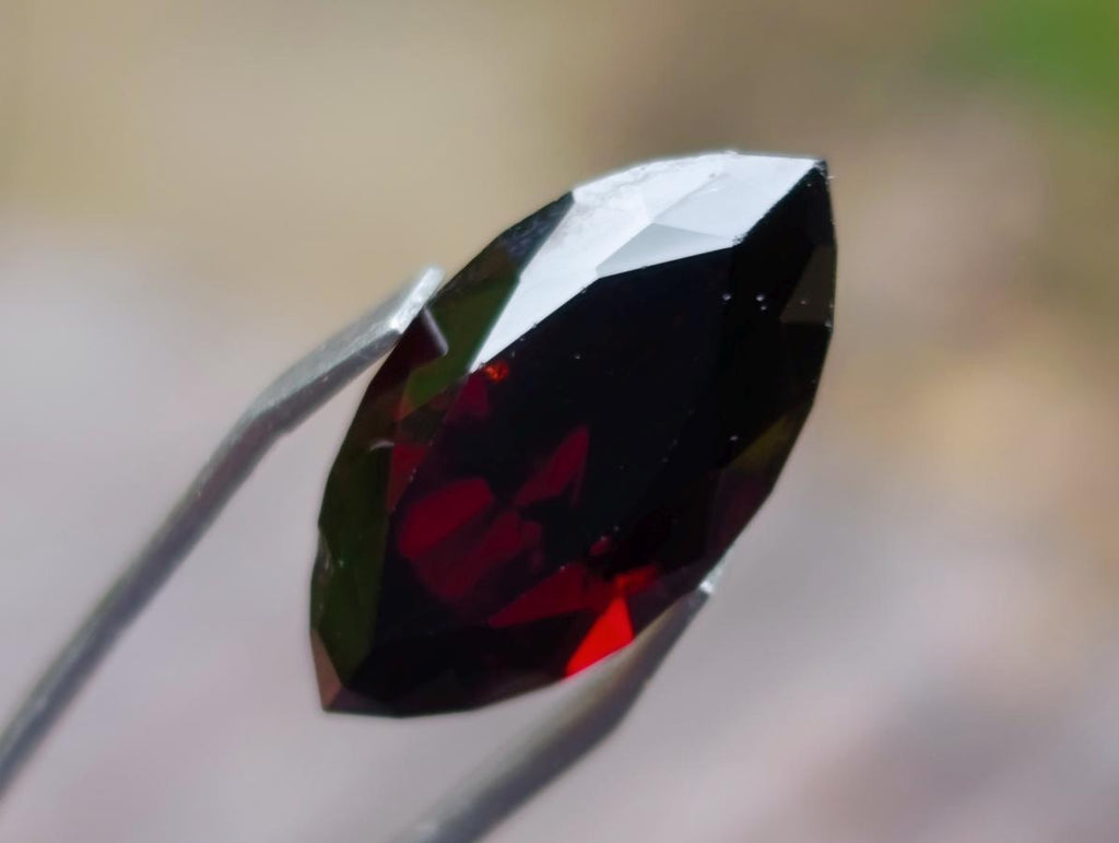 Polished Rhodolite Garnet with a Elongated Navette Cut Faceted Stone x 1 From Tanga, Tanzania