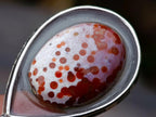 Hand Made Red Orbicular Ocean Jasper Cabochon Set in a Silver Teardrop Shaped Necklace x 1 From Madagascar