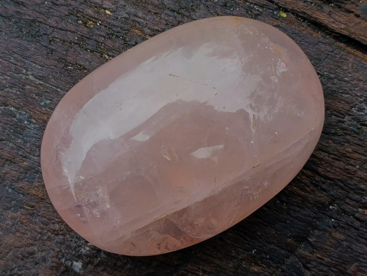 Polished Gemmy Rose Quartz Egg and Palm Stone Set x 1 From Ambatondrazaka, Madagascar