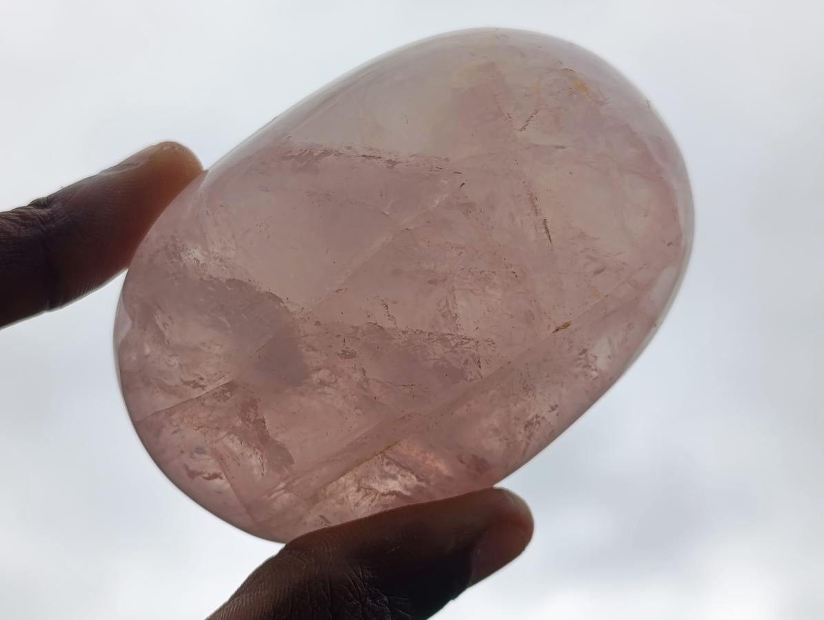 Polished Gemmy Rose Quartz Egg and Palm Stone Set x 1 From Ambatondrazaka, Madagascar
