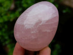 Polished Gemmy Rose Quartz Egg and Palm Stone Set x 1 From Ambatondrazaka, Madagascar