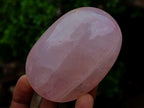 Polished Gemmy Rose Quartz Egg and Palm Stone Set x 1 From Ambatondrazaka, Madagascar