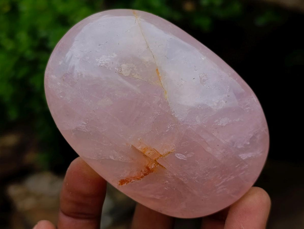 Polished Gemmy Rose Quartz Egg and Palm Stone Set x 1 From Ambatondrazaka, Madagascar