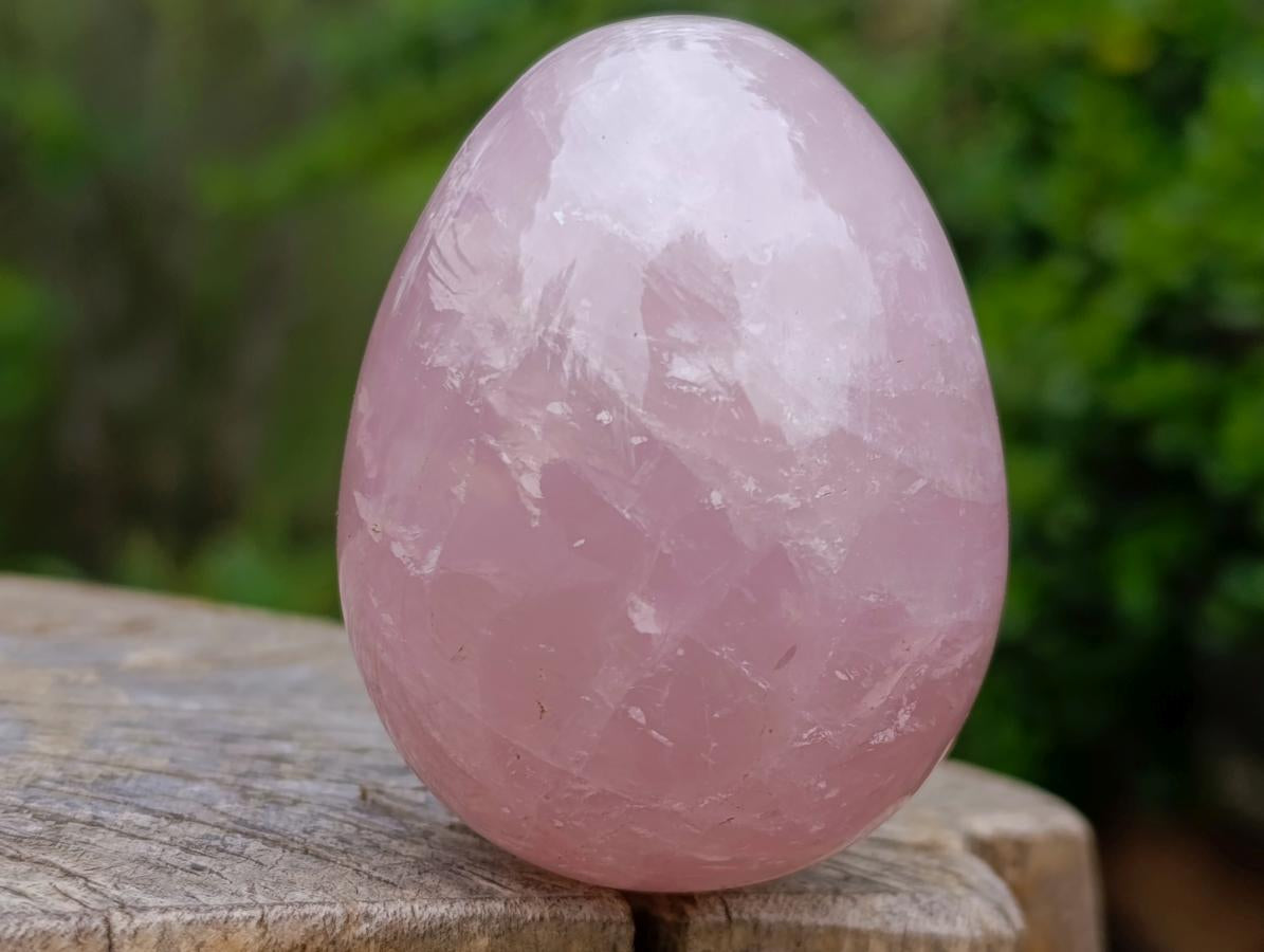 Polished Gemmy Rose Quartz Egg and Palm Stone Set x 1 From Ambatondrazaka, Madagascar
