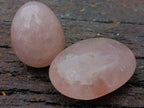 Polished Gemmy Rose Quartz Egg and Palm Stone Set x 1 From Ambatondrazaka, Madagascar