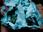 Natural Lupoto Mine Multi Generation Chrysocolla Pseudomorph with Fibrous Malachite Star Crystallisation x 1 From Lupoto Mine, Congo