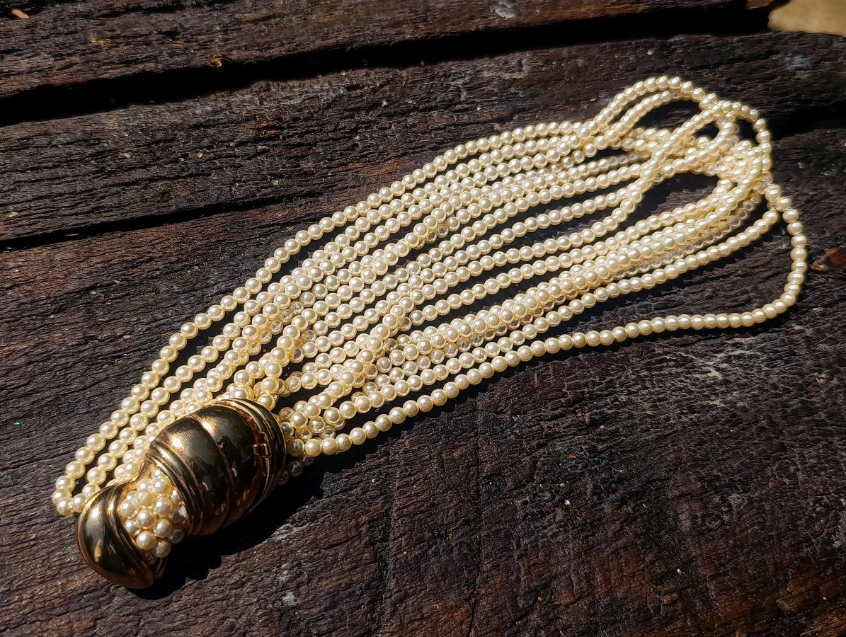 Hand Made Seven Strand L'Officiel Bead Pearl Necklace x 1 From Italy
