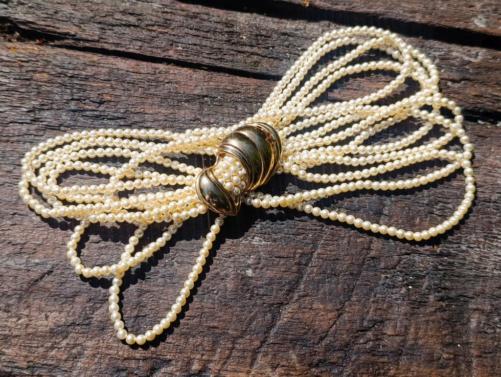Hand Made Seven Strand L'Officiel Bead Pearl Necklace x 1 From Italy