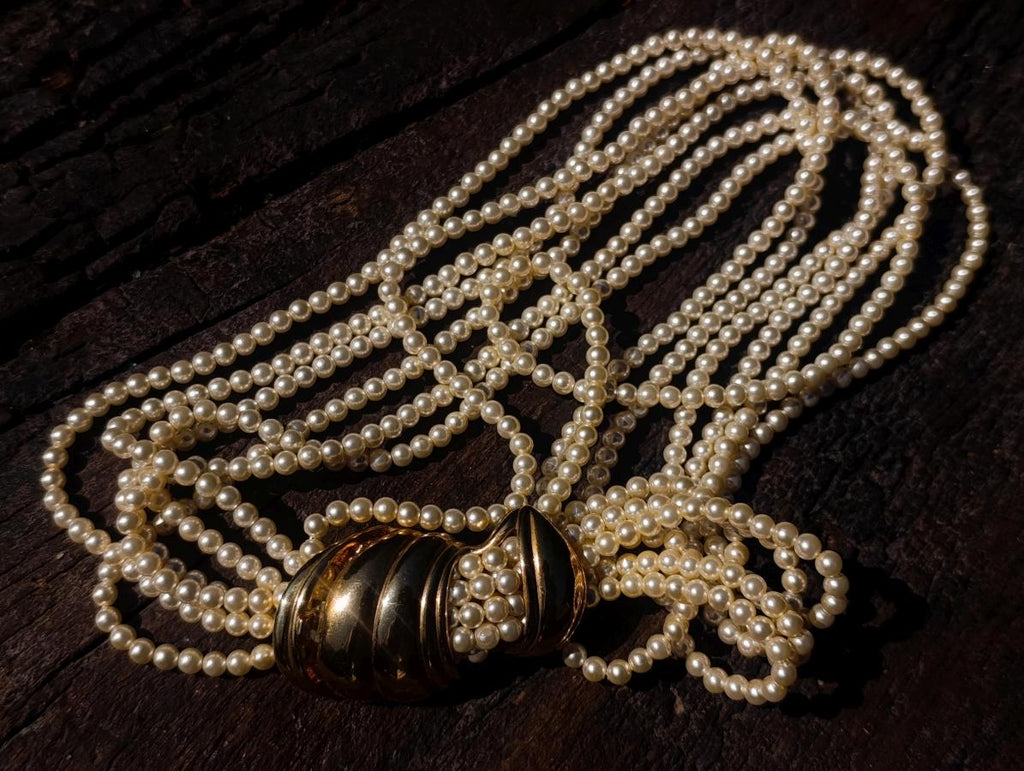 Hand Made Seven Strand L'Officiel Bead Pearl Necklace x 1 From Italy