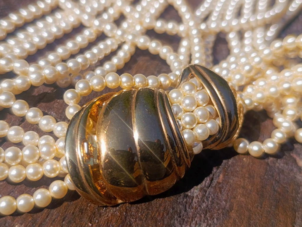 Hand Made Seven Strand L'Officiel Bead Pearl Necklace x 1 From Italy