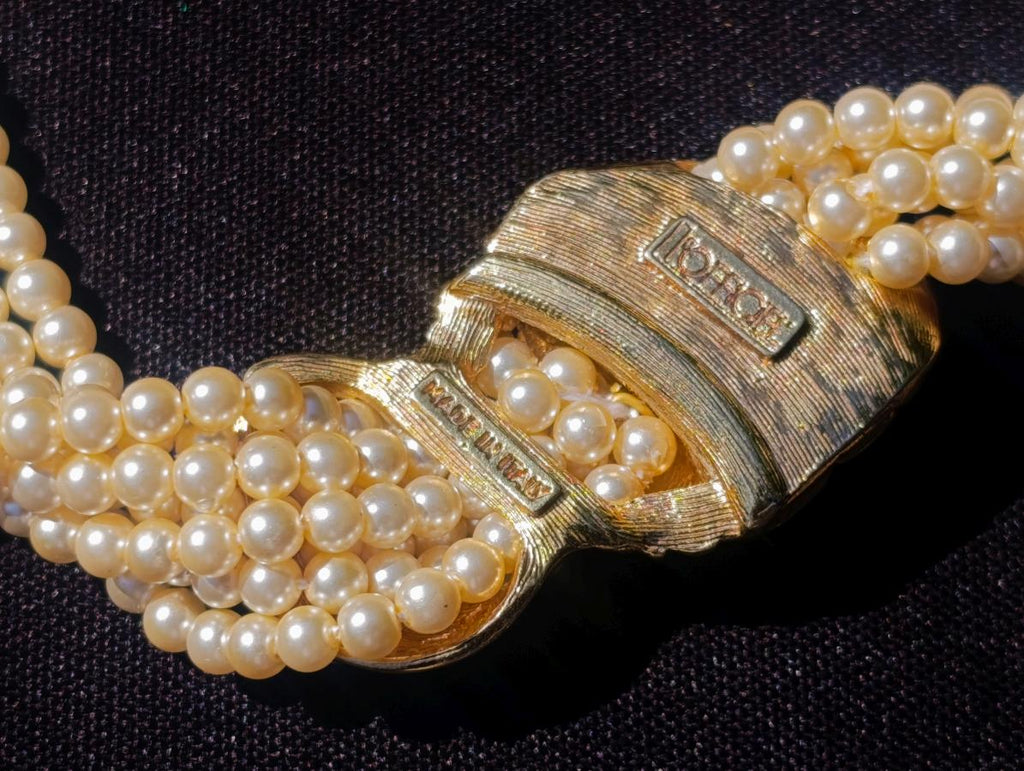 Hand Made Seven Strand L'Officiel Bead Pearl Necklace x 1 From Italy