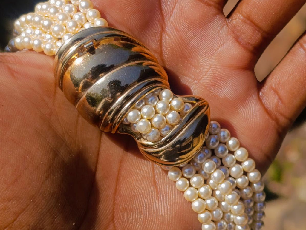 Hand Made Seven Strand L'Officiel Bead Pearl Necklace x 1 From Italy