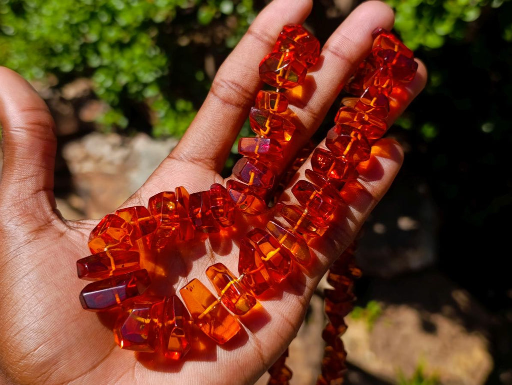 Hand Made AA Grade Fossil Amber Necklace x 1 From Poland