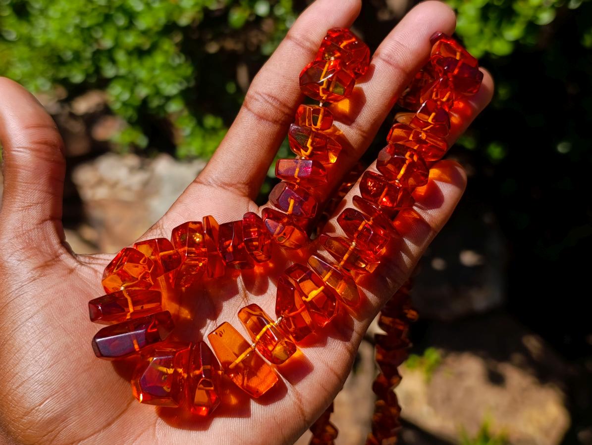 Hand Made AA Grade Fossil Amber Necklace x 1 From Poland