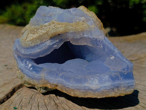 Natural Botryoidal Blue Chalcedony Coated Blue Lace Agate Geode x 1 From Nsanje, Malawi