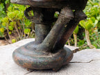 Hand Made Antique Benin Bronze Ceremonial Vessel with Lid x 1 From Benin, Nigeria
