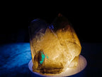 Natural Twin Smokey Quartz Crystal Cluster with Fluorescent Hyalite Opal x 1 From Erongo, Namibia