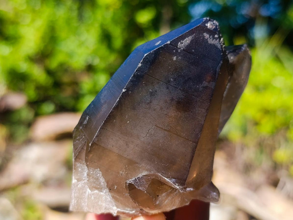 Natural Twin Smokey Quartz Crystal Cluster with Fluorescent Hyalite Opal x 1 From Erongo, Namibia