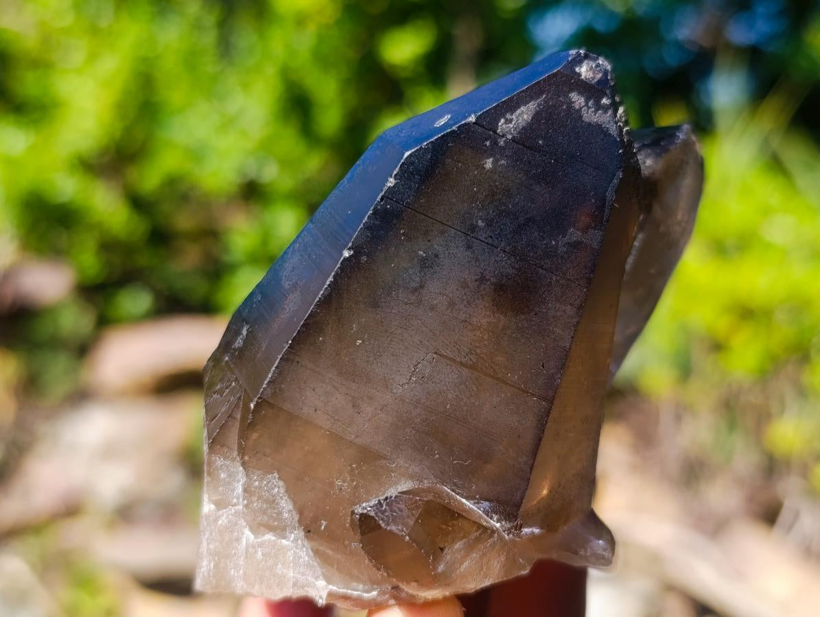 Natural Twin Smokey Quartz Crystal Cluster with Fluorescent Hyalite Opal x 1 From Erongo, Namibia