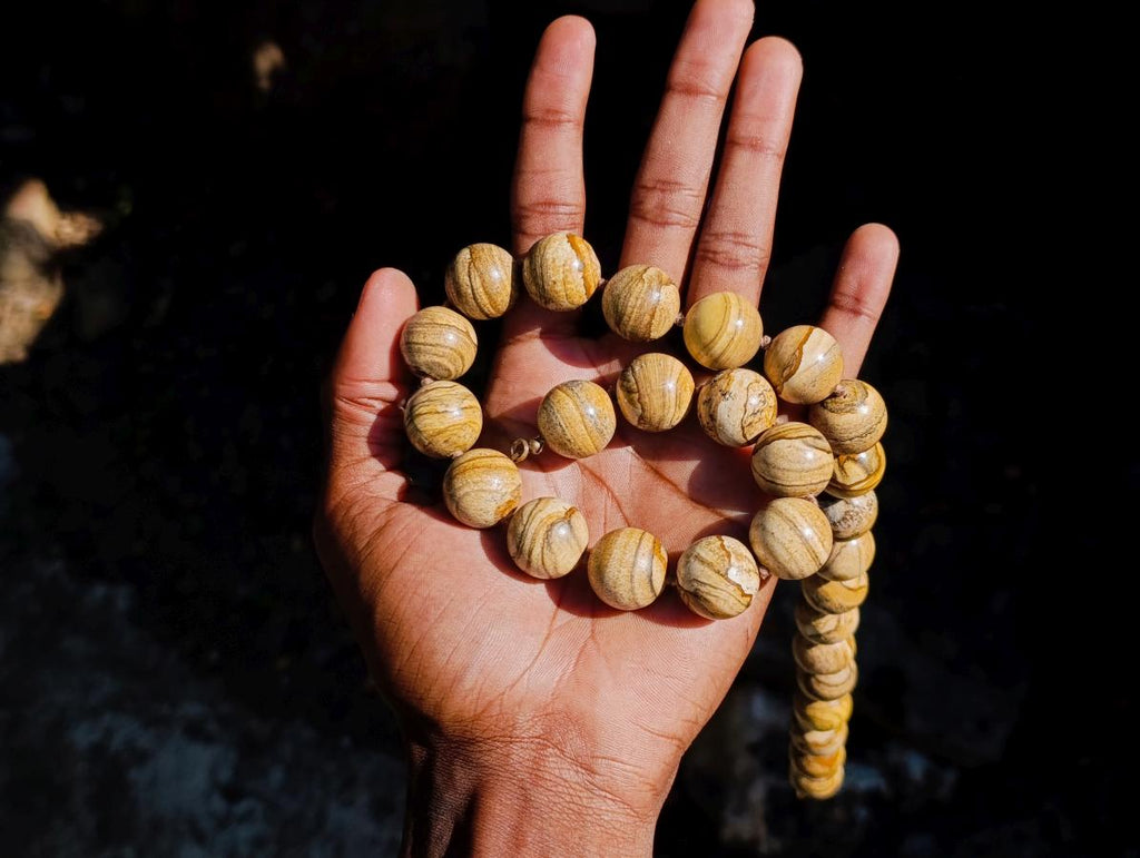 Hand Made Namibian Desert Picture Stone Jasper Beaded Necklace x 1 From Namibia