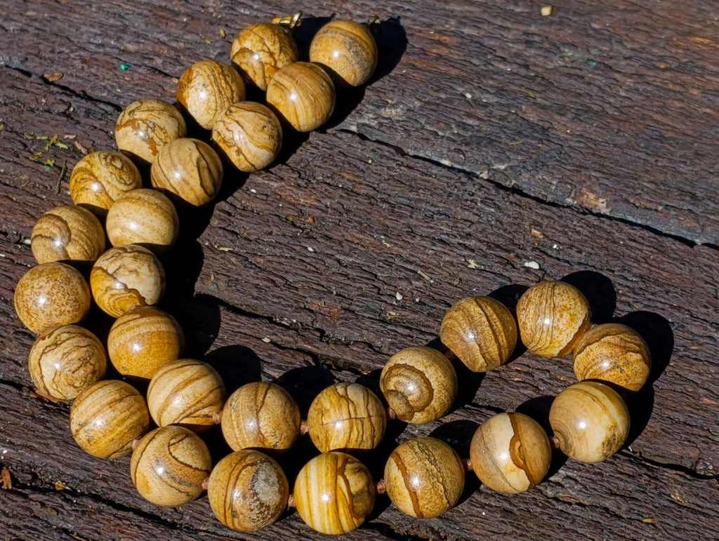 Hand Made Namibian Desert Picture Stone Jasper Beaded Necklace x 1 From Namibia
