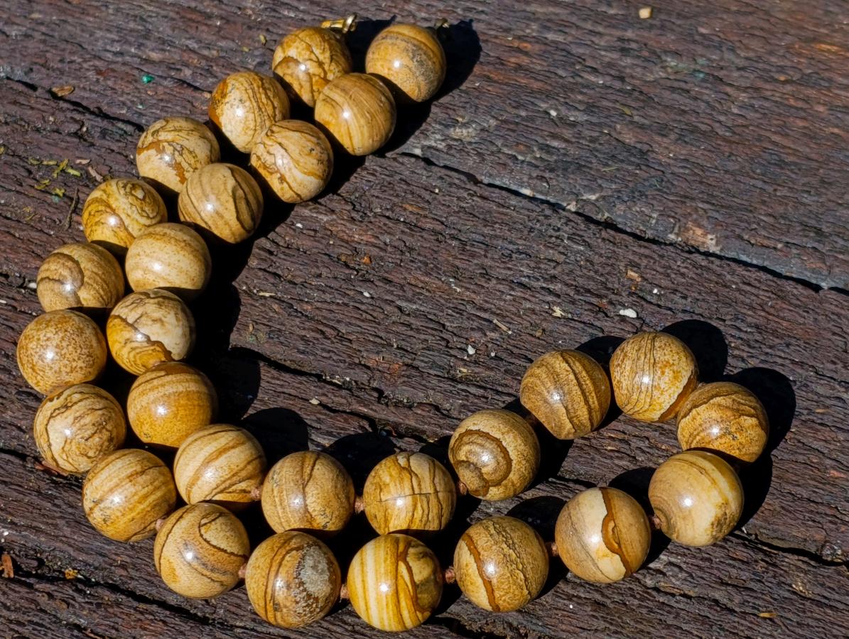 Hand Made Namibian Desert Picture Stone Jasper Beaded Necklace x 1 From Namibia