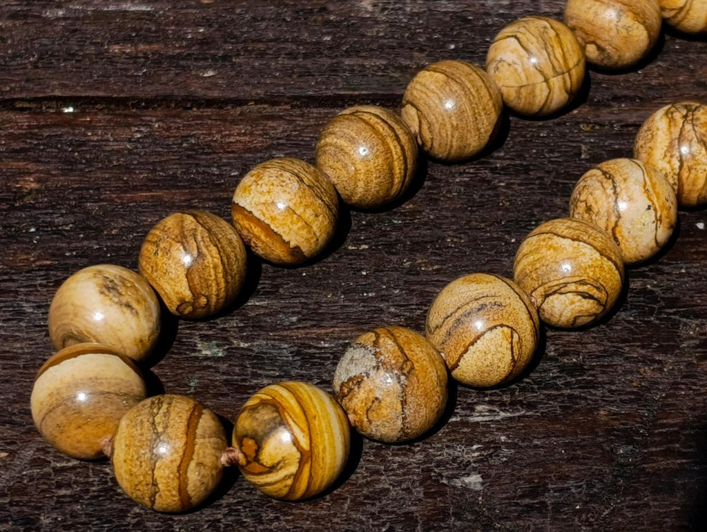Hand Made Namibian Desert Picture Stone Jasper Beaded Necklace x 1 From Namibia