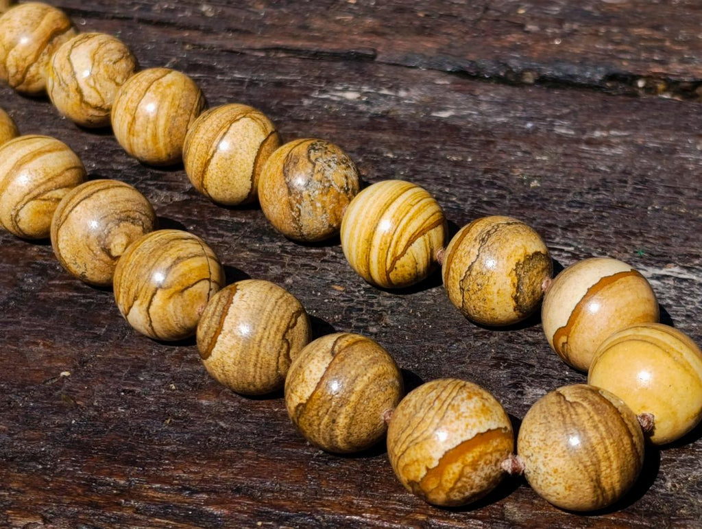 Hand Made Namibian Desert Picture Stone Jasper Beaded Necklace x 1 From Namibia