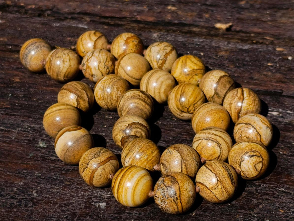 Hand Made Namibian Desert Picture Stone Jasper Beaded Necklace x 1 From Namibia