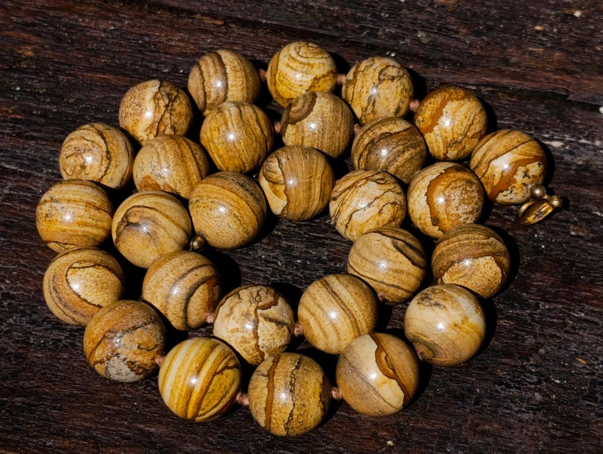 Hand Made Namibian Desert Picture Stone Jasper Beaded Necklace x 1 From Namibia