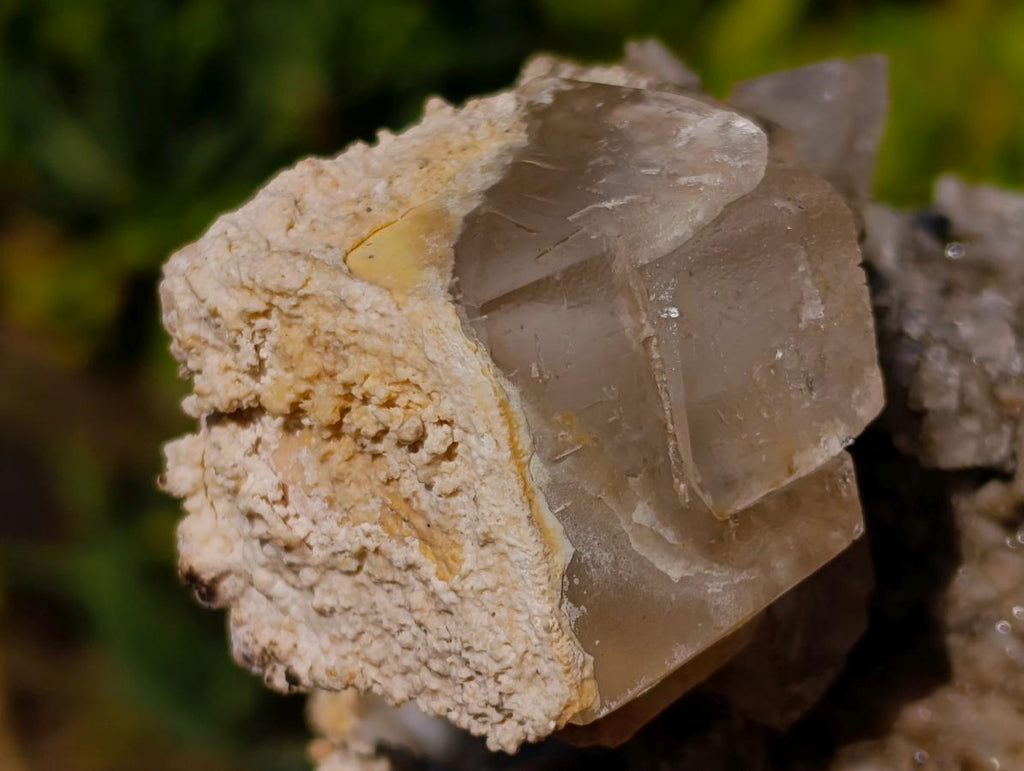 Natural Fluorescent Sceptre Quartz Coated Spearhead Calcite Pseudomorph Cluster x 1 From Albert's Mountain, Lesotho