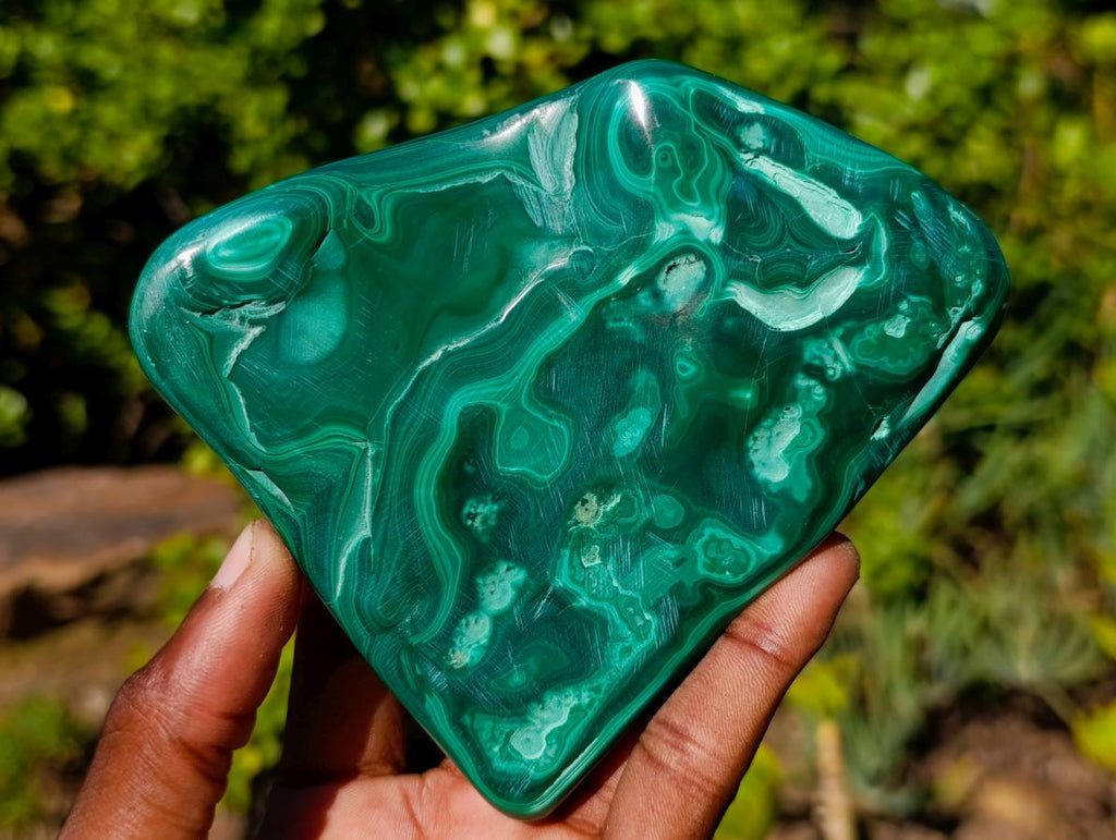 Polished Multi Ring Malachite Flat Plate Display Piece x 1 From Kolwezi, Congo