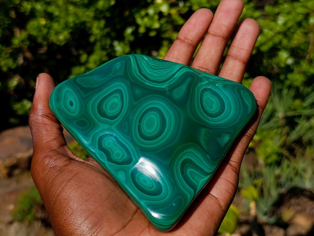 Polished Multi Ring Malachite Flat Plate Display Piece x 1 From Kolwezi, Congo