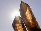 Natural Classic Smokey Twin Erongo Quartz with Fluorescent Hyalite Opal x 1 From Erongo, Namibia
