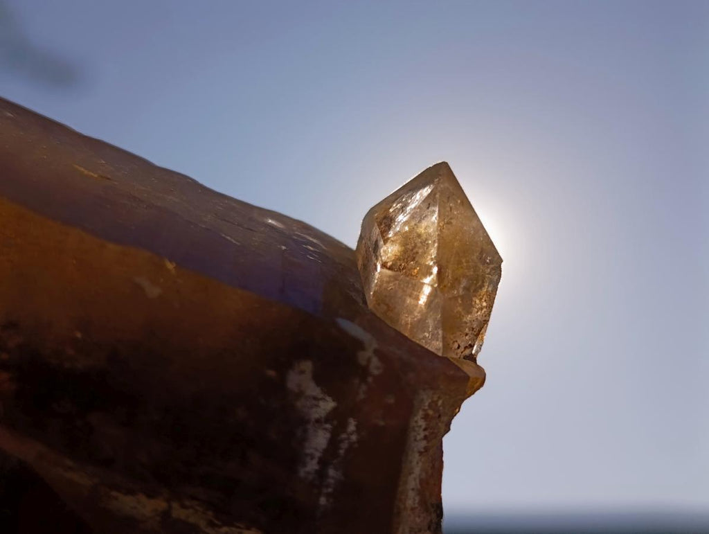 Natural Classic Smokey Twin Erongo Quartz with Fluorescent Hyalite Opal x 1 From Erongo, Namibia