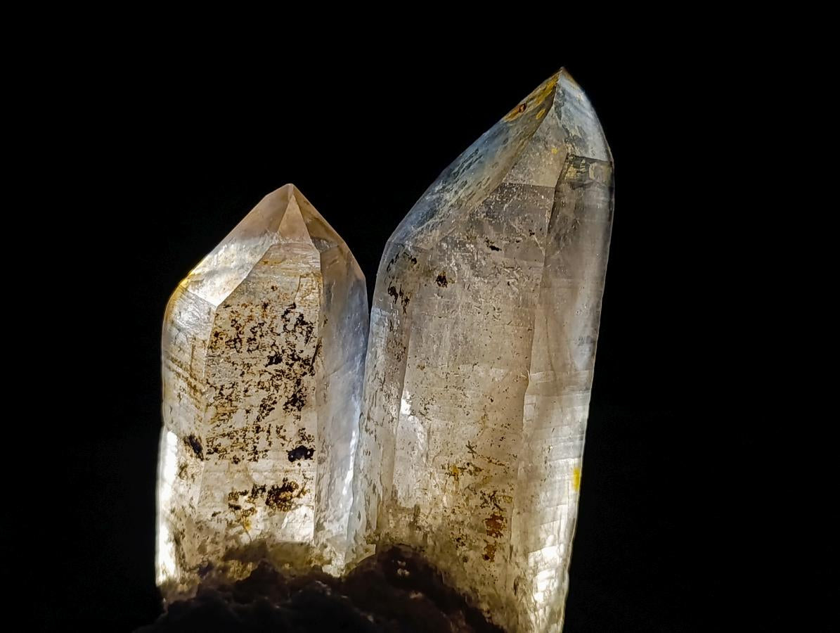 Natural Classic Smokey Twin Erongo Quartz with Fluorescent Hyalite Opal x 1 From Erongo, Namibia