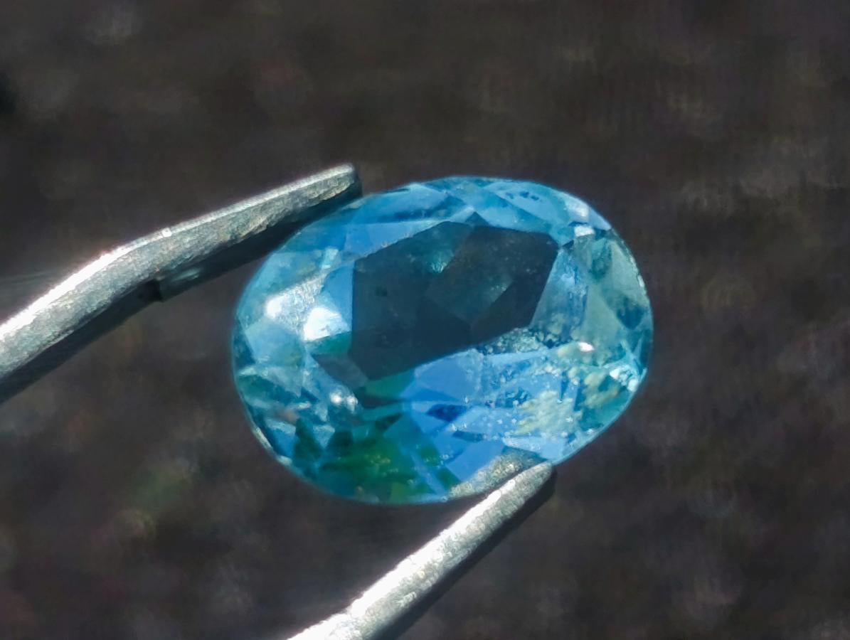Polished Pair of Bright Sky Blue Aquamarine Faceted Stones x 1 From Erongo, Namibia
