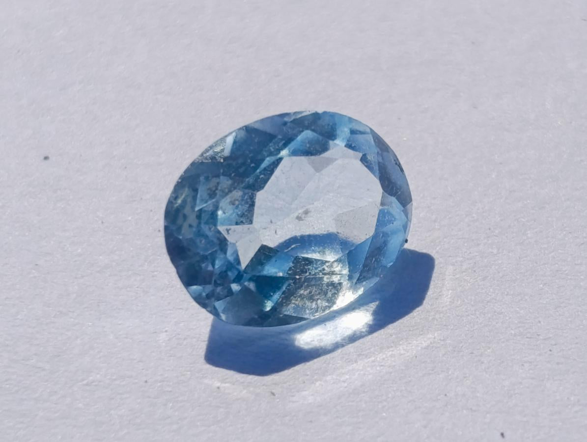Polished Pair of Bright Sky Blue Aquamarine Faceted Stones x 1 From Erongo, Namibia