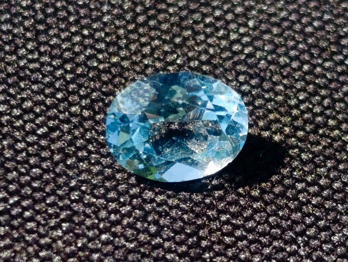 Polished Pair of Bright Sky Blue Aquamarine Faceted Stones x 1 From Erongo, Namibia