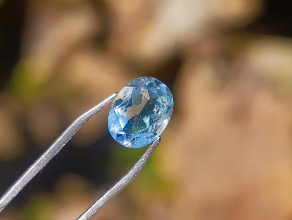 Polished Pair of Bright Sky Blue Aquamarine Faceted Stones x 1 From Erongo, Namibia