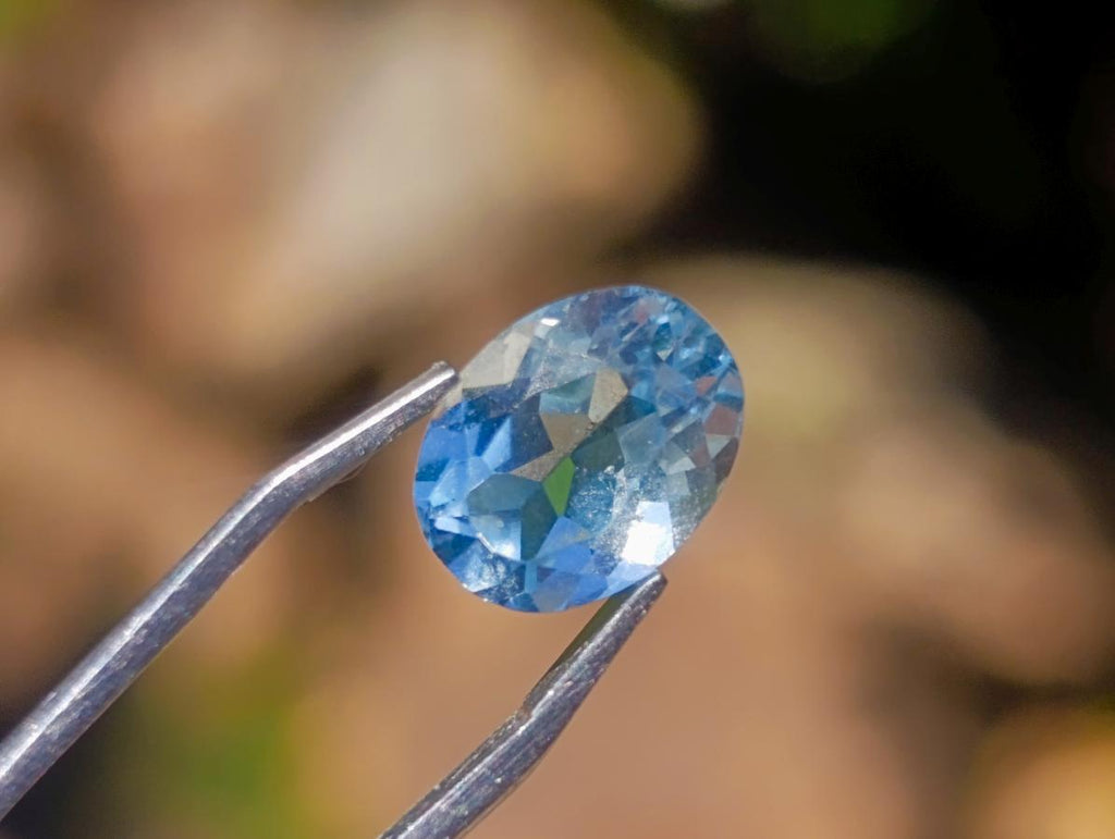 Polished Pair of Bright Sky Blue Aquamarine Faceted Stones x 1 From Erongo, Namibia