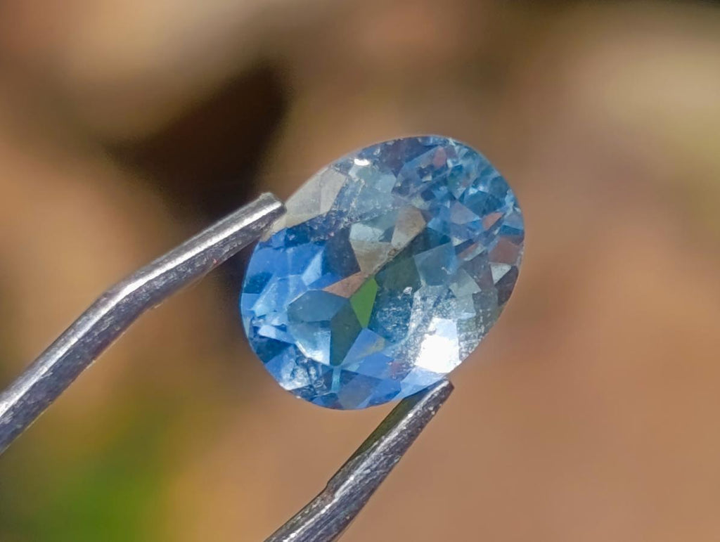 Polished Pair of Bright Sky Blue Aquamarine Faceted Stones x 1 From Erongo, Namibia