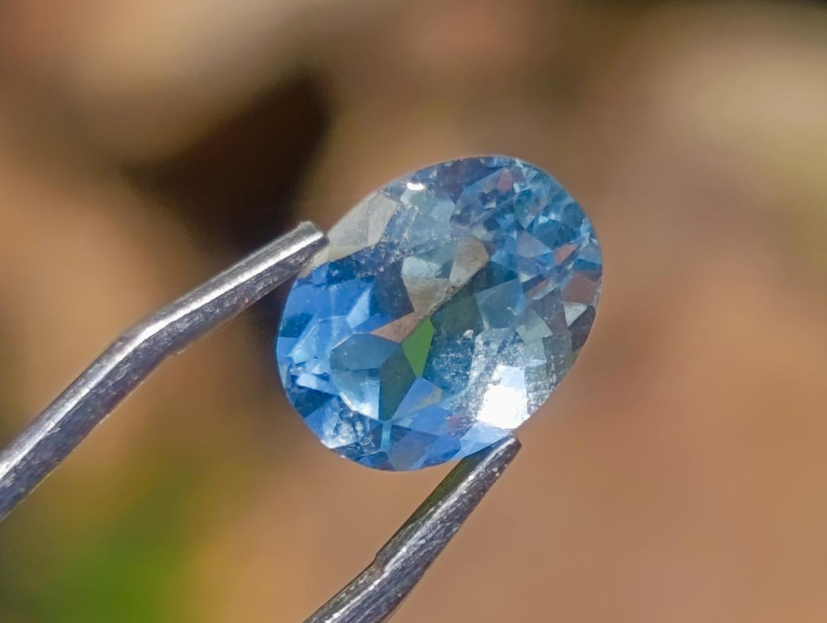 Polished Pair of Bright Sky Blue Aquamarine Faceted Stones x 1 From Erongo, Namibia