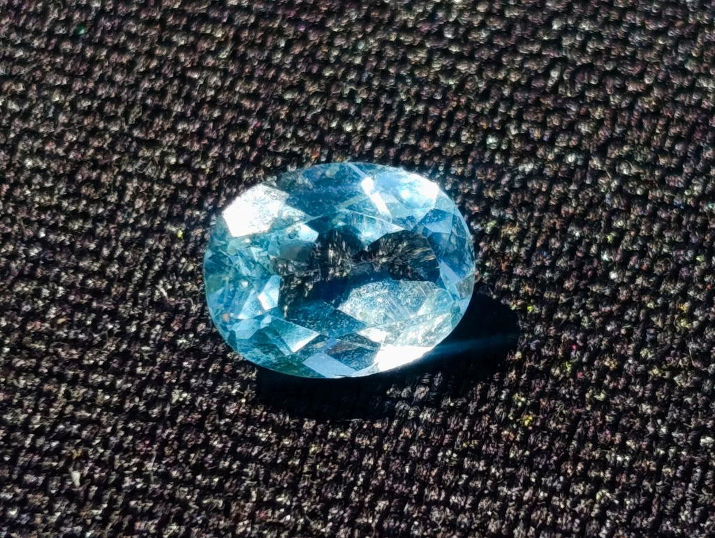 Polished Pair of Bright Sky Blue Aquamarine Faceted Stones x 1 From Erongo, Namibia