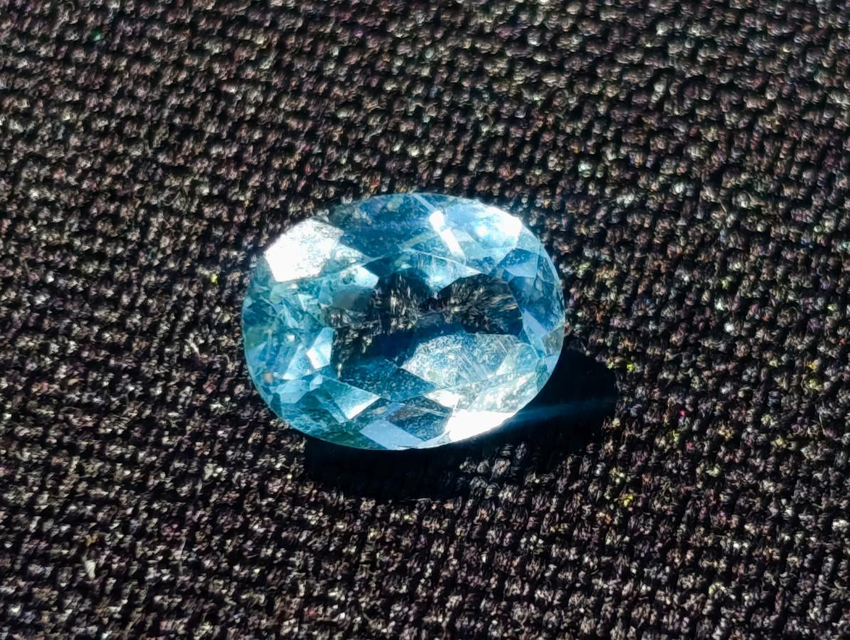 Polished Pair of Bright Sky Blue Aquamarine Faceted Stones x 1 From Erongo, Namibia
