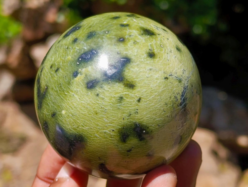 Polished Spotted Leopard Stone Sphere with Stand x 1 From Nyanga, Zimbabwe