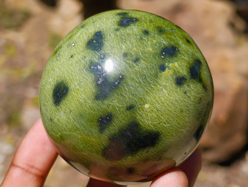 Polished Spotted Leopard Stone Sphere with Stand x 1 From Nyanga, Zimbabwe